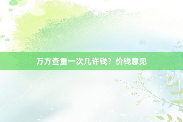 万方查重一次几许钱？价钱意见