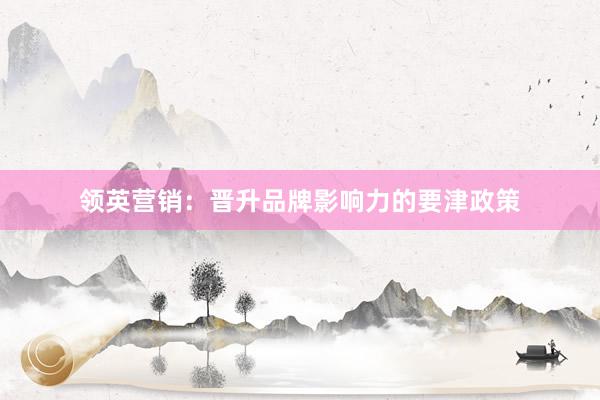 领英营销：晋升品牌影响力的要津政策